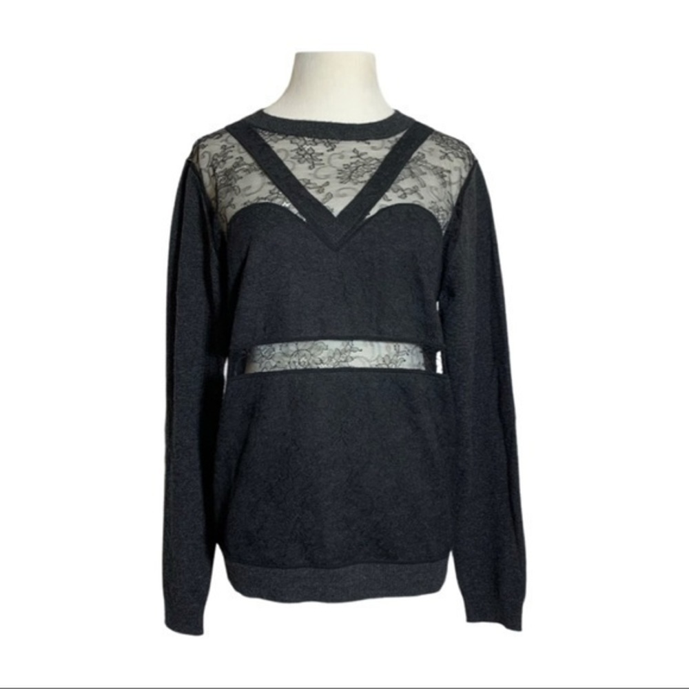 Nina Ricci • Lace Overlay Cashmere Sweater Black S ASO Emma Watson - Picture 2 of 8